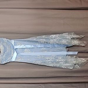 Strapless lace prom dress